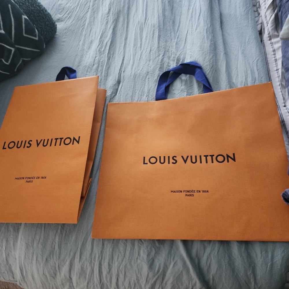 Louis Vuitton  Shopping Bag Tangerine Bags with Navy Handles